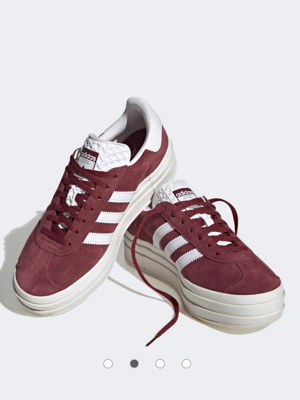 adidas Originals Gazelle Bold trainers in shadow red and cloud white - Picture 2 of 12